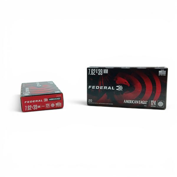 Federal American Eagle 7.62 X 39mm 124 Grain FMJ Ammunition, 40 Rounds