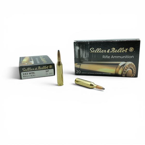 Sellier & Bellot 243 Win 100 Grain SP Ammunition, 40 Rounds