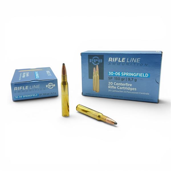 PPU Rifleline 30-06 Springfield 150 Grain SP Ammunition, 40 Rounds