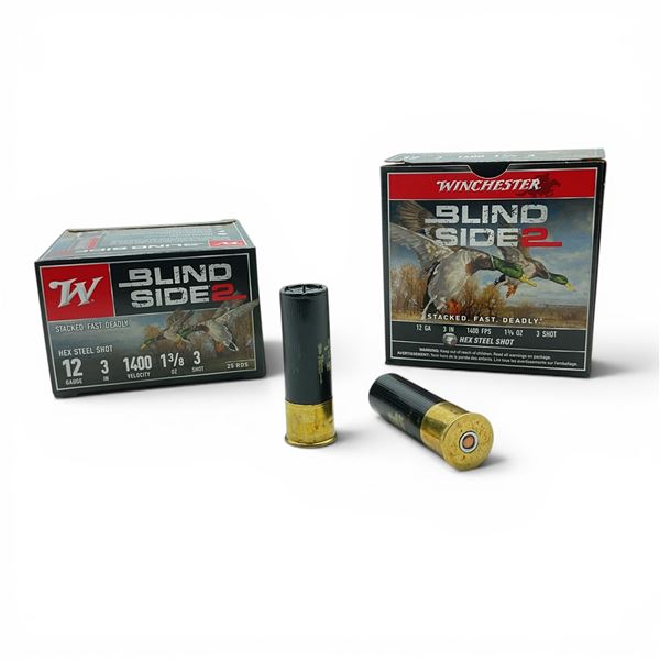 Winchester Blind Side 2 12 Gauge 3" #3 Shot Ammunition, 50 Rounds