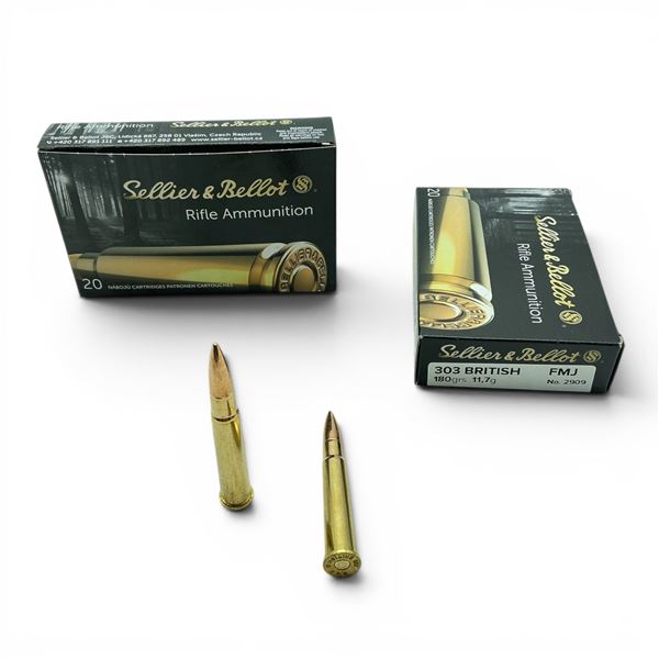 Sellier & Bellot 303 British 180 Grain FMJ Ammunition, 40 Rounds