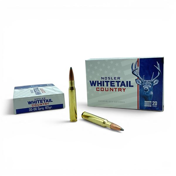 Nosler Whitetail Country 30-06 Sprg 165 Grain SBSP Ammunition, 40 Rounds