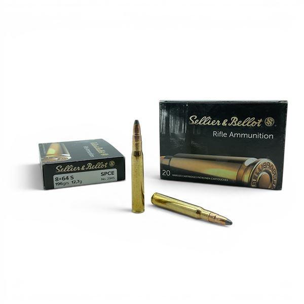 Sellier & Bellot 8 X 64S 195 Grain SPCE Ammunition, 40 Rounds