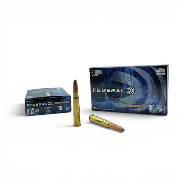 Federal Power Shok 303 Brit 180 Grain JSP Ammunition, 40 Rounds