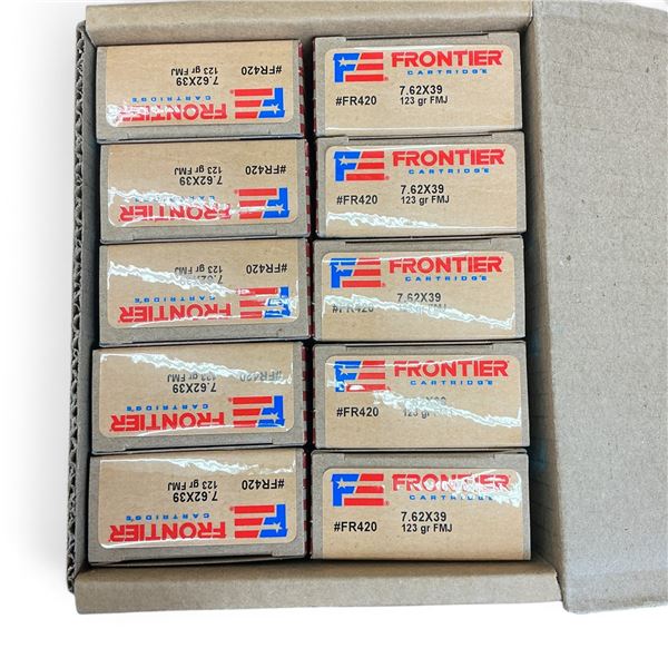 Hornady Frontier FR420 7.62 X 39mm 123 Grain FMJ Ammunition, 200 Round Case