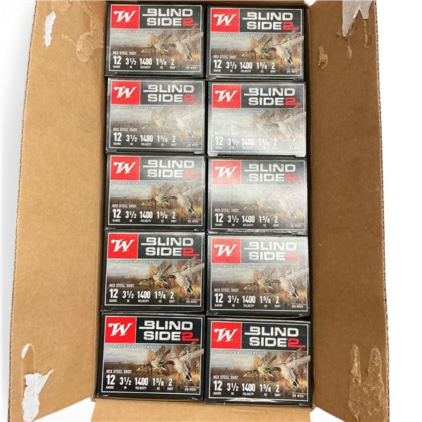 Winchester Blind Side2 XBS12L2 12 Gauge 3 1/2" #2 Ammunition, 250 Round Case