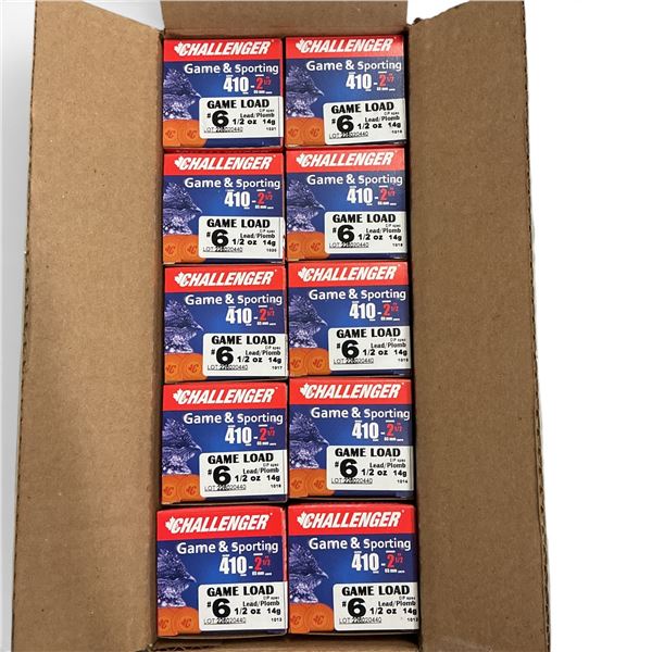 Challenger HT4106 Game and Sporting 410 Gauge 2 1/2" #6 Ammunition, 500 Round Case
