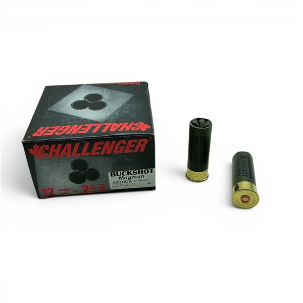 Challenger 12 Gauge 2 3/4" 9 Pellet 00 Buck Ammunition, 25 Rounds
