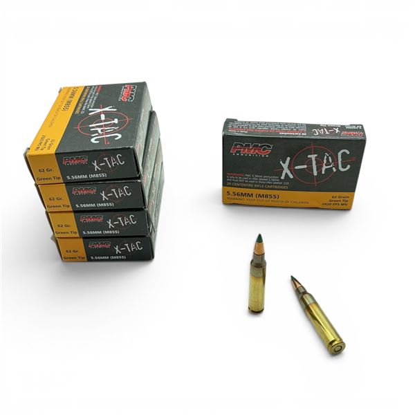 PMC X-Tac 5.56mm 62 Grain Green Tip Ammunition, 100 Rounds