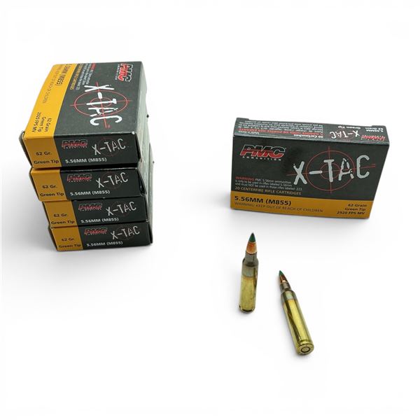 PMC X-Tac 5.56mm 62 Grain Green Tip Ammunition, 100 Rounds