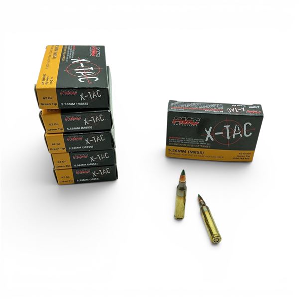 PMC X-Tac 5.56mm 62 Grain Green Tip Ammunition, 120 Rounds