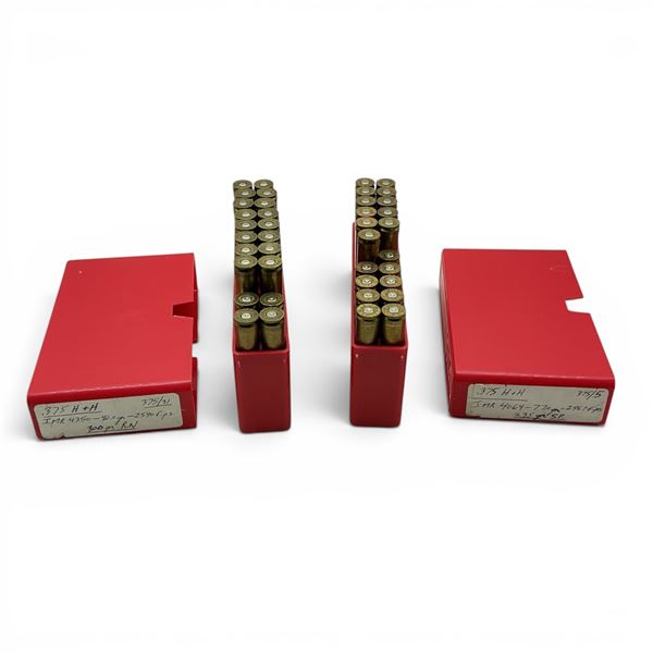 Assorted 375 H&H Reloading Ammunition, 27 Rounds and 13 Casings