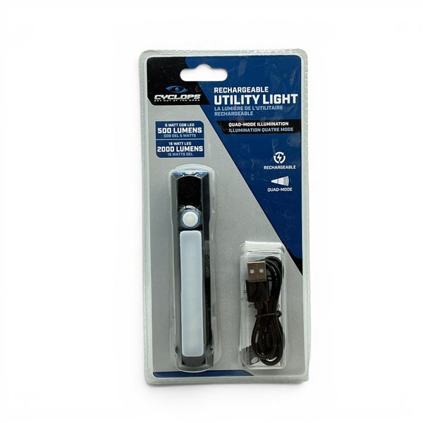 Cyclops 500-2000 Lumens Quad-Mode Illumination Rechargeable Utility Light, New