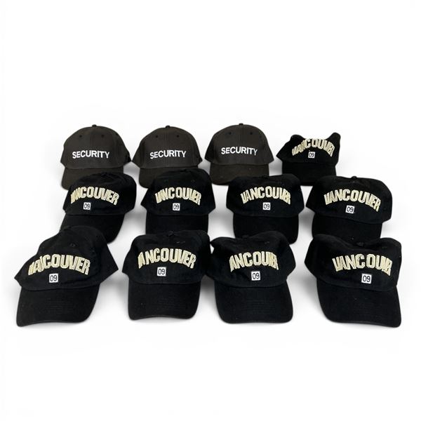 Security and Vancouver Hat, Adjustable, OSFM, Black X 12 Qty Total