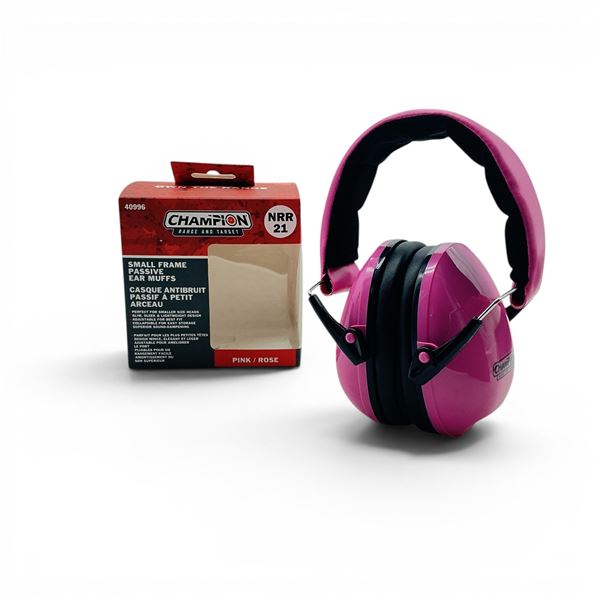 Champion NRR 21 Small Frame Passive Ear Muffs, Pink, New