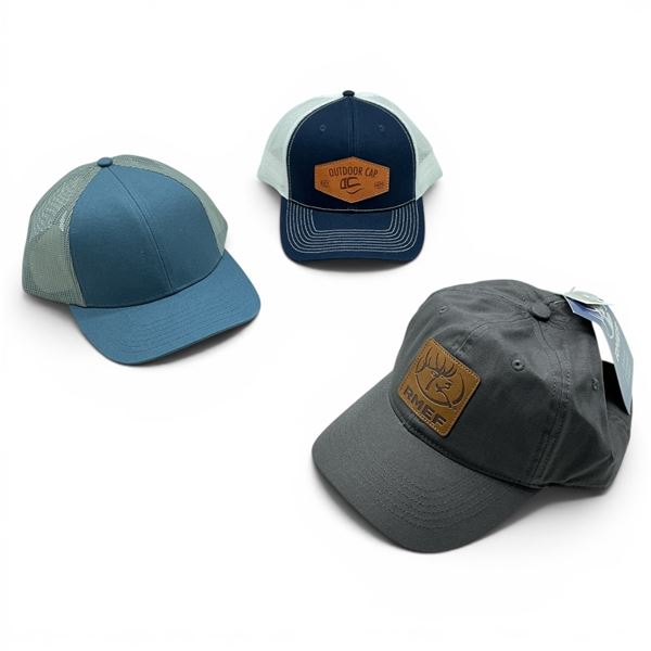 Outdoor Mesh Hat, RMEF Hat and Plain Blue Hat, All Adjustable OSFM