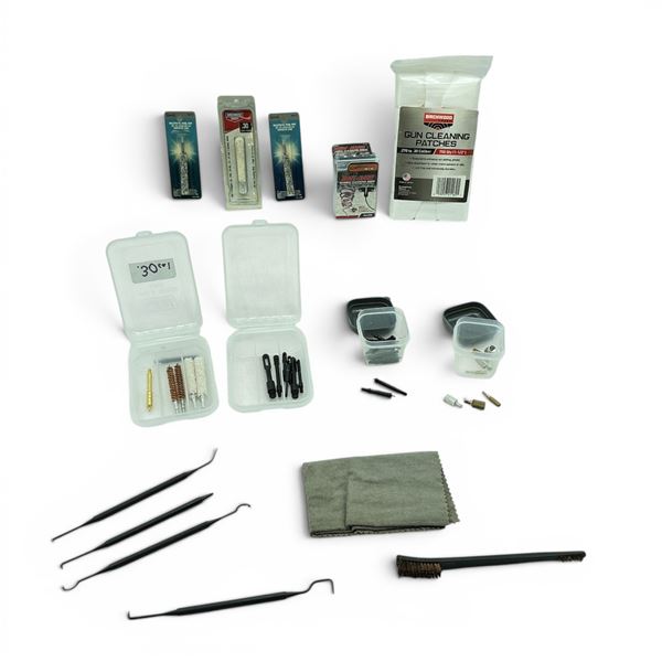 Assorted Cleaning Accessories Includes Patches, 30 Cal Jags and Brushes, Also Screw in Ends