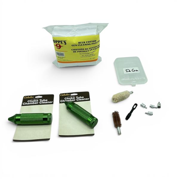 Cabela's 12 Ga Choke Tube Chamber Cleaner, Hoppe's 2 3/4" X 2 3/4" Patches and 12 Ga Cleaning Ends