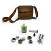 Image 1 : Leather Satchel with Percussion Caps, Key, Medal