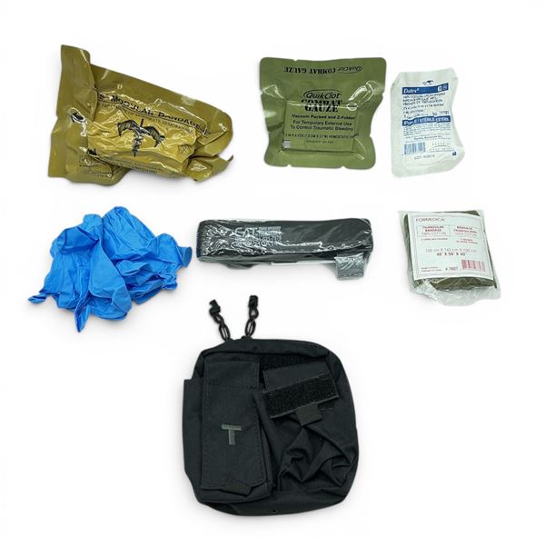 First Aid Kit Includes Gauze, Bandages, Tourniquet, Gloves and Case