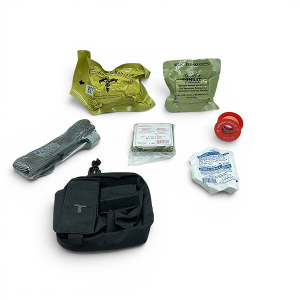 First Aid Kit Includes Bandages, Gauze, Tourniquet, Tape and Case