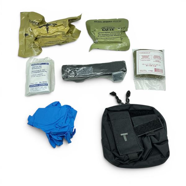 First Aid Kit Including Bandages, Gauze, Tourniquet, Case