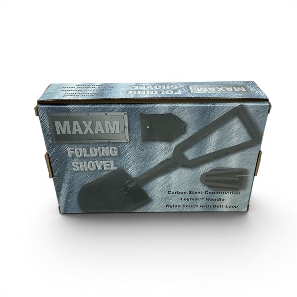 Maxam Carbon Steel Folding Shovel With Nylon Belt Loop Pouch, New