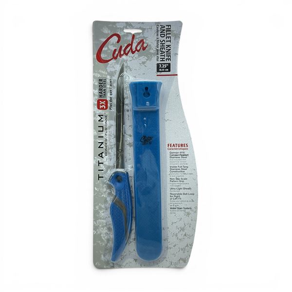 Cuda Titanium 7.25" Fillet Knife and Sheath, New