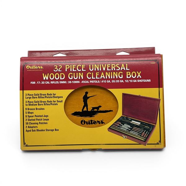 Outers 32 Piece Universal Wood Gun Cleaning Box, New