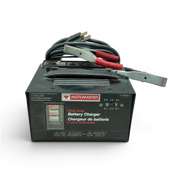 MotoMaster Dual Amp Battery Charger, 6/2 Amp to 6/ 12 V