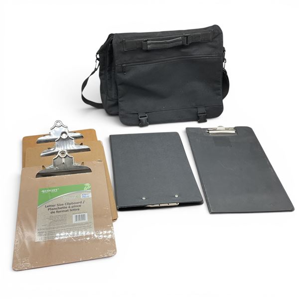 Assorted Clip Boards X 5, Laptop Bag