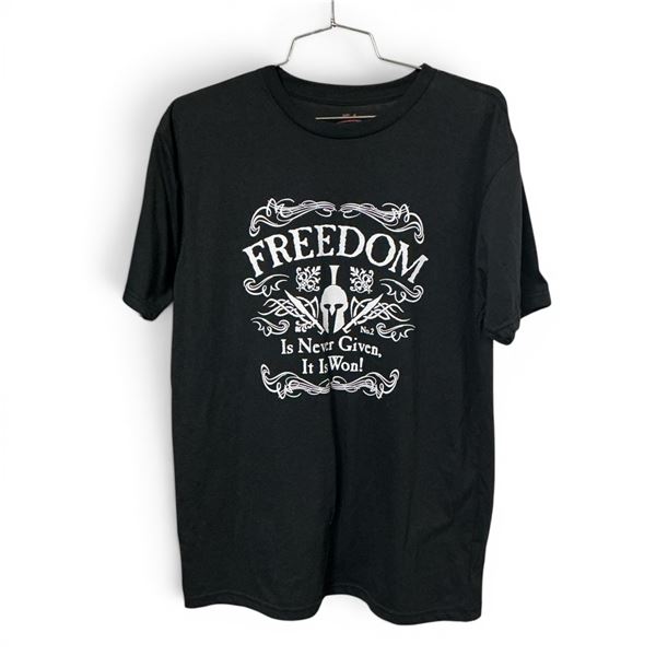 Rothco Freedom 'Is Never Given, It Is Won!' Black Medium T-Shirt, New
