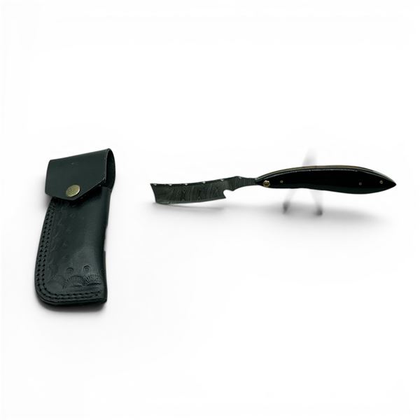 3" Folding Damascus Blade Knife with Belt Sheath
