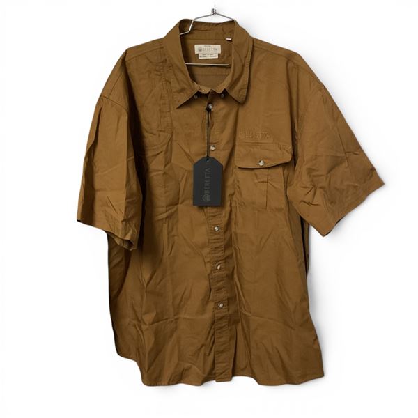 Beretta Tan Button Up Collar 3XL T-Shirt, New