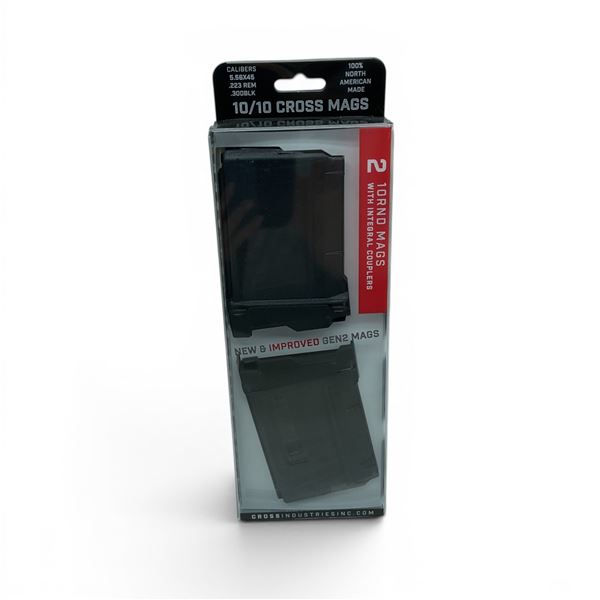 Cross Industries Gen 2 10/10 5.56/223 Rem/ 300 Blk 10 Round Pistol Mags X2 With Couplers, New