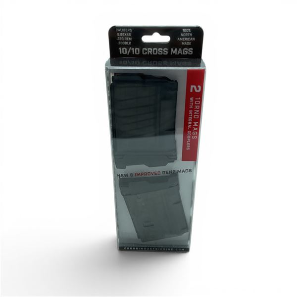 Cross Industries Gen 2 10/10 5.56/223 Rem/ 300 Blk 10 Round Pistol Mags X2 With Couplers, New