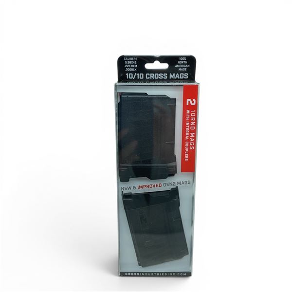 Cross Industries Gen 2 10/10 5.56/223 Rem/ 300 Blk 10 Round Pistol Mags X2 With Couplers, New