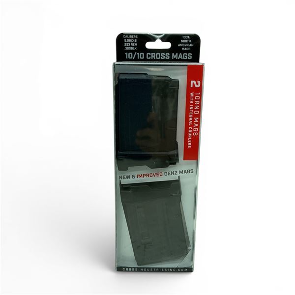 Cross Industries Gen 2 10/10 5.56/223 Rem/ 300 Blk 10 Round Pistol Mags X2 With Couplers, New