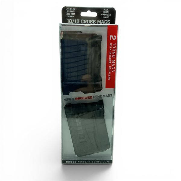 Cross Industries Gen 2 10/10 5.56/223 Rem/ 300 Blk 10 Round Pistol Mags X2 With Couplers, New