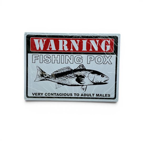 Rivers Edge Warning Fishing Pox Metal Sign 17" x 12", New
