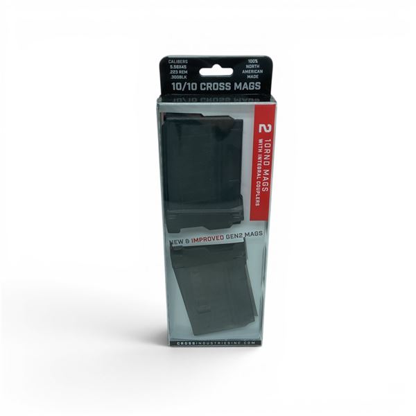 Cross Industries Gen 2 10/10 5.56/223 Rem/ 300 Blk 10 Round Pistol Mags X2 With Couplers, New