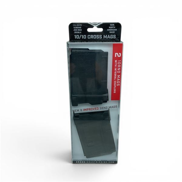 Cross Industries Gen 2 10/10 5.56/223 Rem/ 300 Blk 10 Round Pistol Mags X2 With Couplers, New