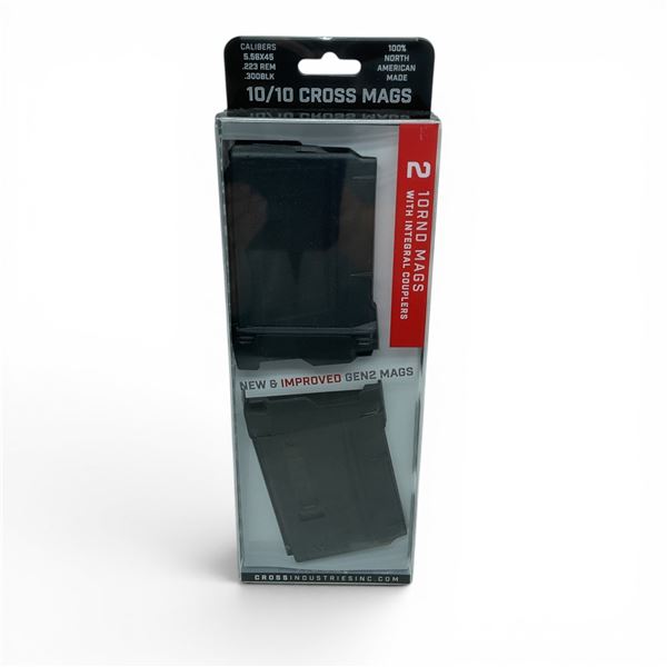 Cross Industries Gen 2 10/10 5.56/223 Rem/ 300 Blk 10 Round Pistol Mags X2 With Couplers, New
