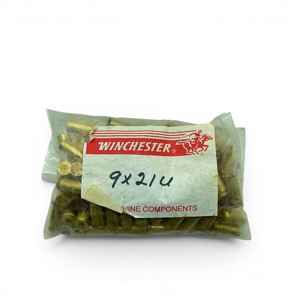 Winchester 9 x 21mm Unprimed Brass, 100 Qty