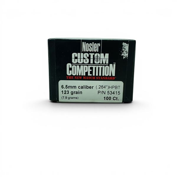Nosler Custom Competition 6.5mm Caliber (.264"), 123 Grain HPBT Projectiles, 100 Qty
