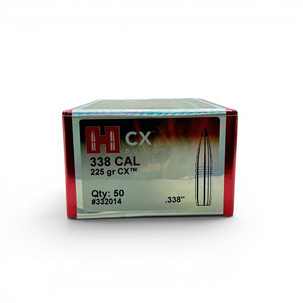 Hornady 338 (.338"), 225 Grain CX Projectiles, 50 Qty