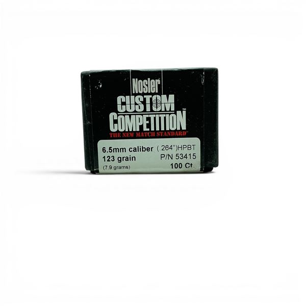Nosler Custom Competition 6.5mm (.264"), 123 Grain HPBT Projectiles, 100 Qty