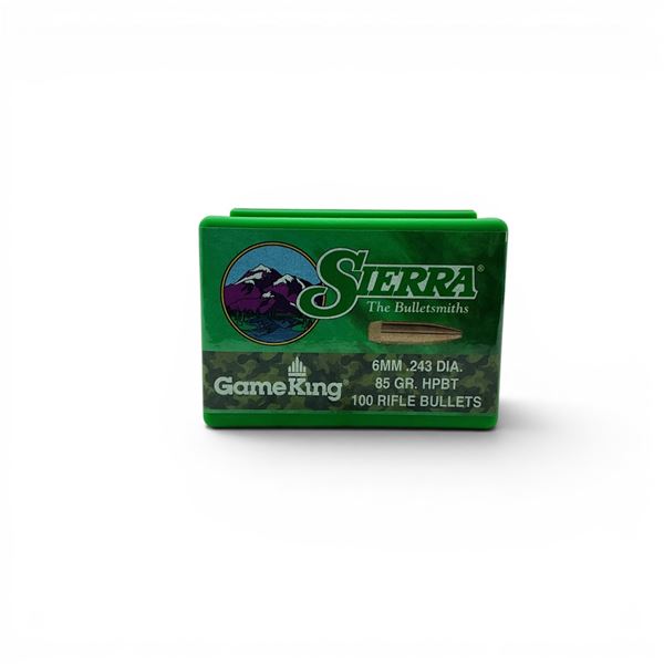 Sierra GameKing 6mm Cal (.243"), 85 Grain HPBT Projectiles, 100 Qty