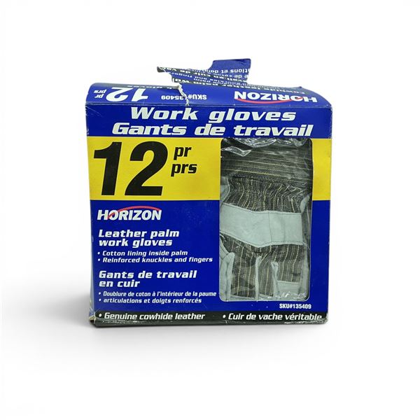 Horizon Cowhide Leather Palm Work Gloves X 10 Qty