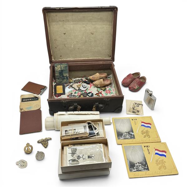 Box with Dutch Shoes, Flask, Photographs, Medals